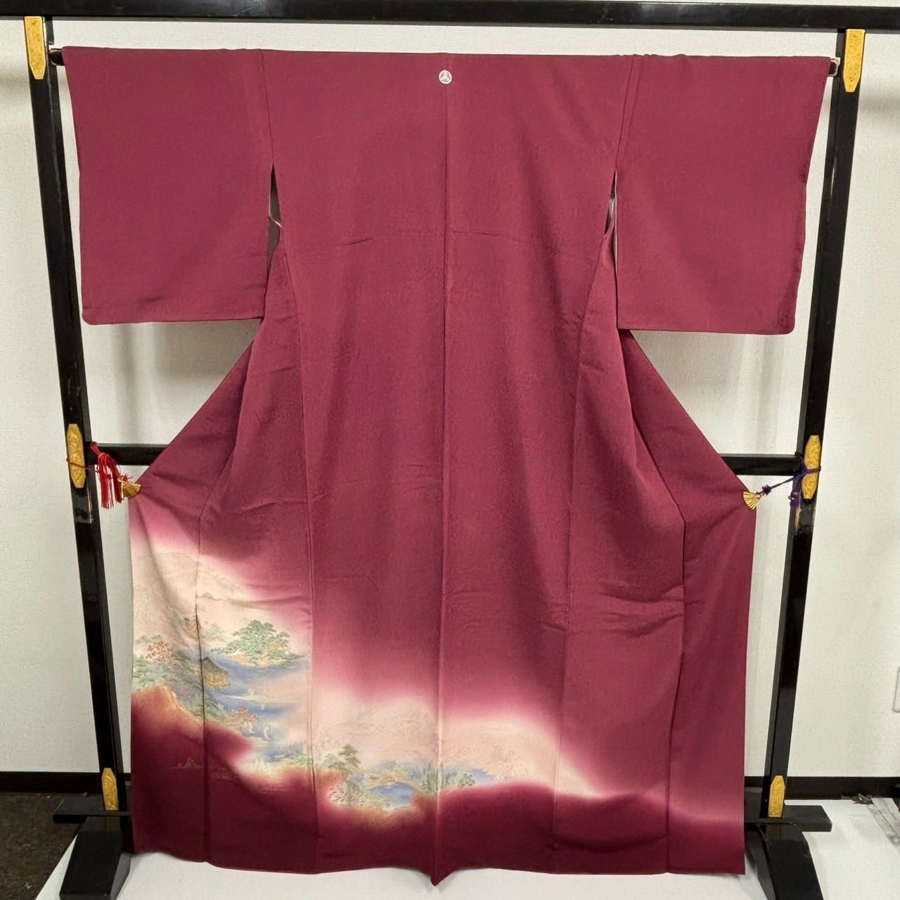 色留袖 裄67 美しい風景 織出し 一つ紋 正絹 着物 MK-632 - メルカリ