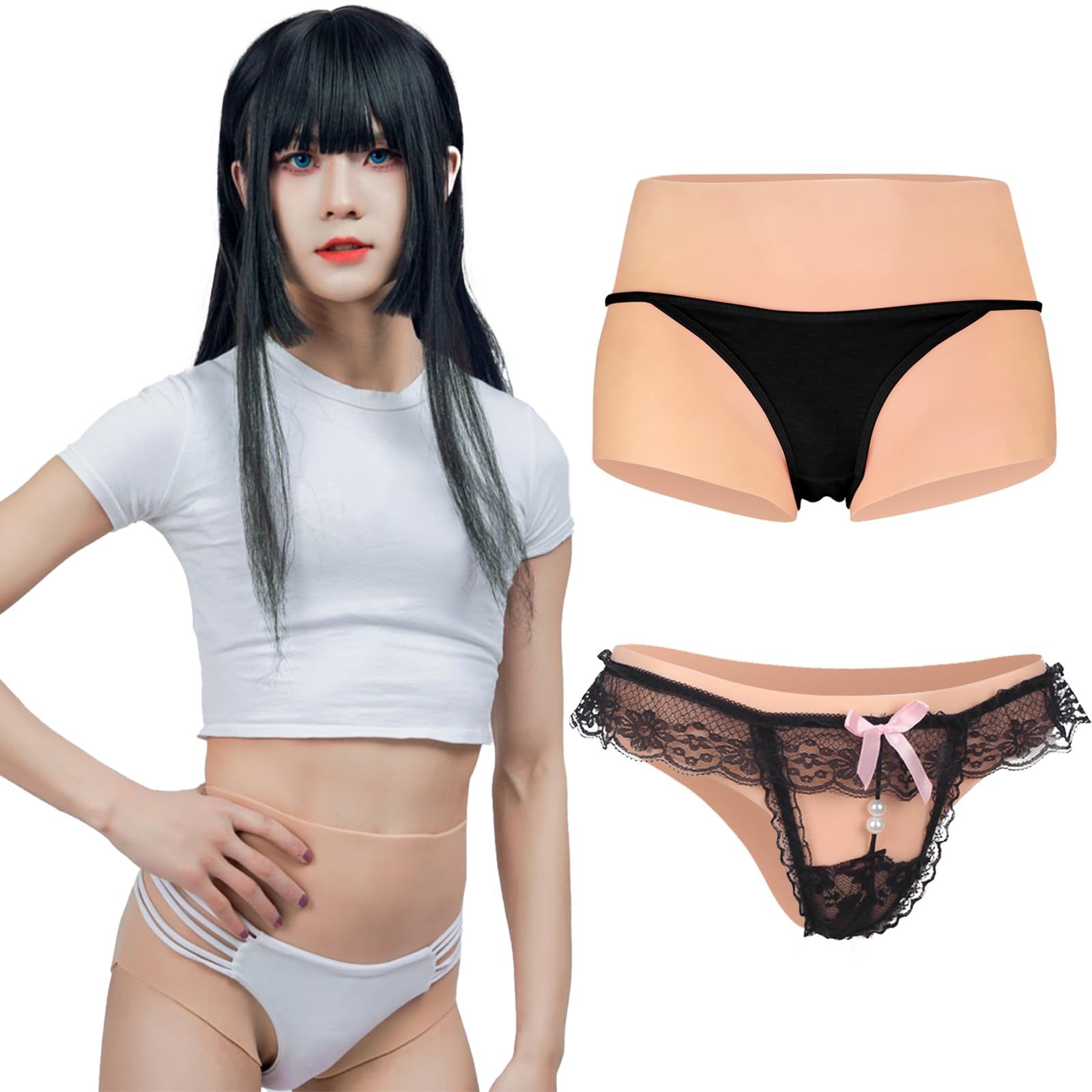 新品 [TEYVIYI] シリコンパンツ 挿入可能 尿道付き 女装 男の娘 ショーツ式 女体化 性転換 コスプレ