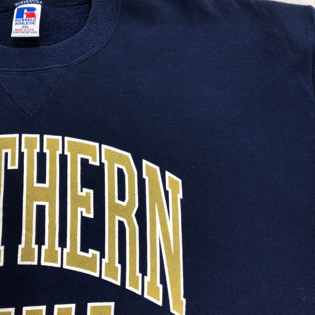 90年代 USA製 RUSSELL ATHLETIC ラッセル カレッジ スウェット 大きいサイズ ネイビー(メンズ XXL) 古着 V7267