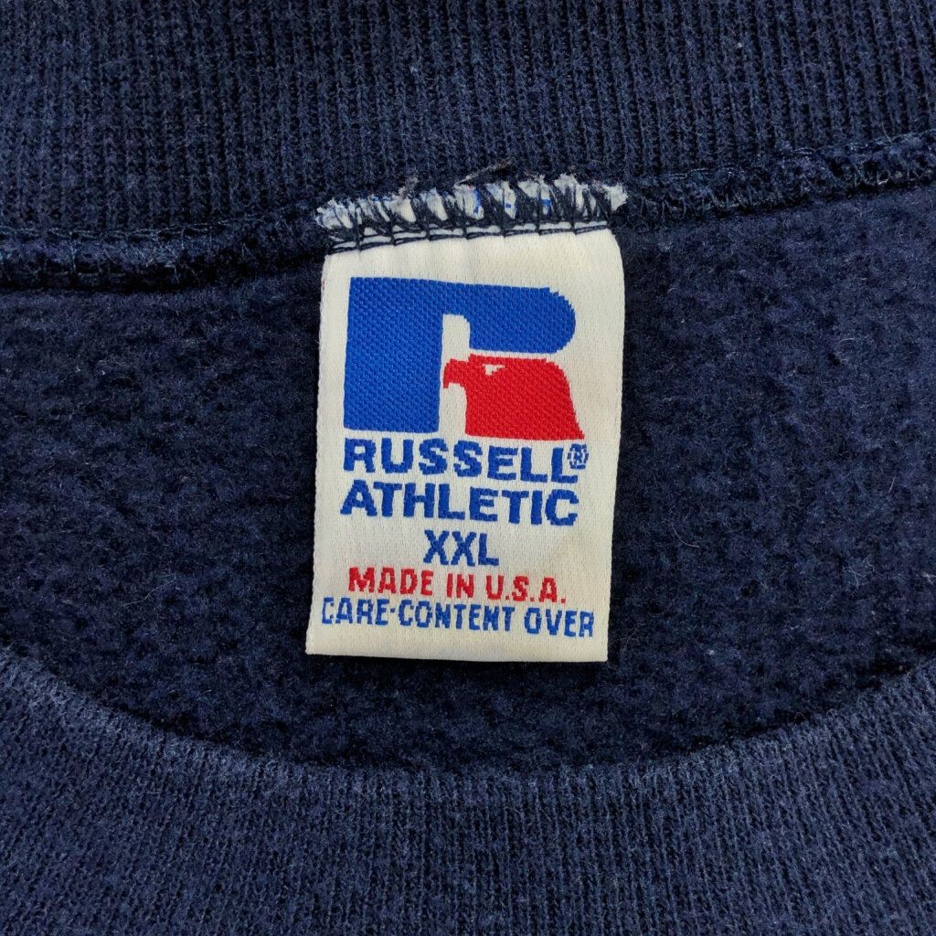 90年代 USA製 RUSSELL ATHLETIC ラッセル カレッジ スウェット 大きいサイズ ネイビー(メンズ XXL) 古着 V7267