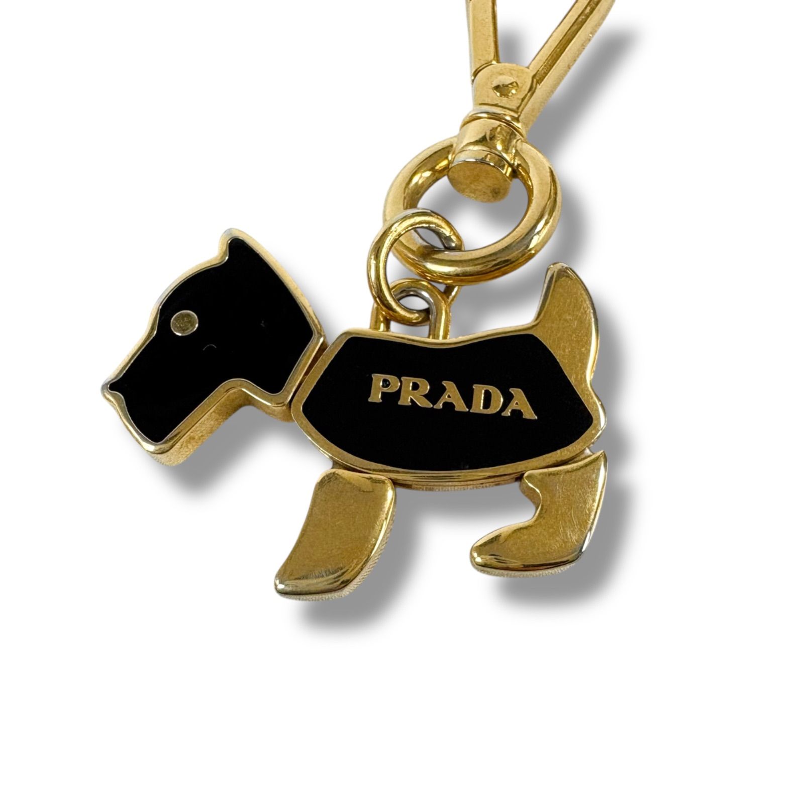 PRADA プラダ ドッグモチーフ キーリング ブラック ゴールド金具