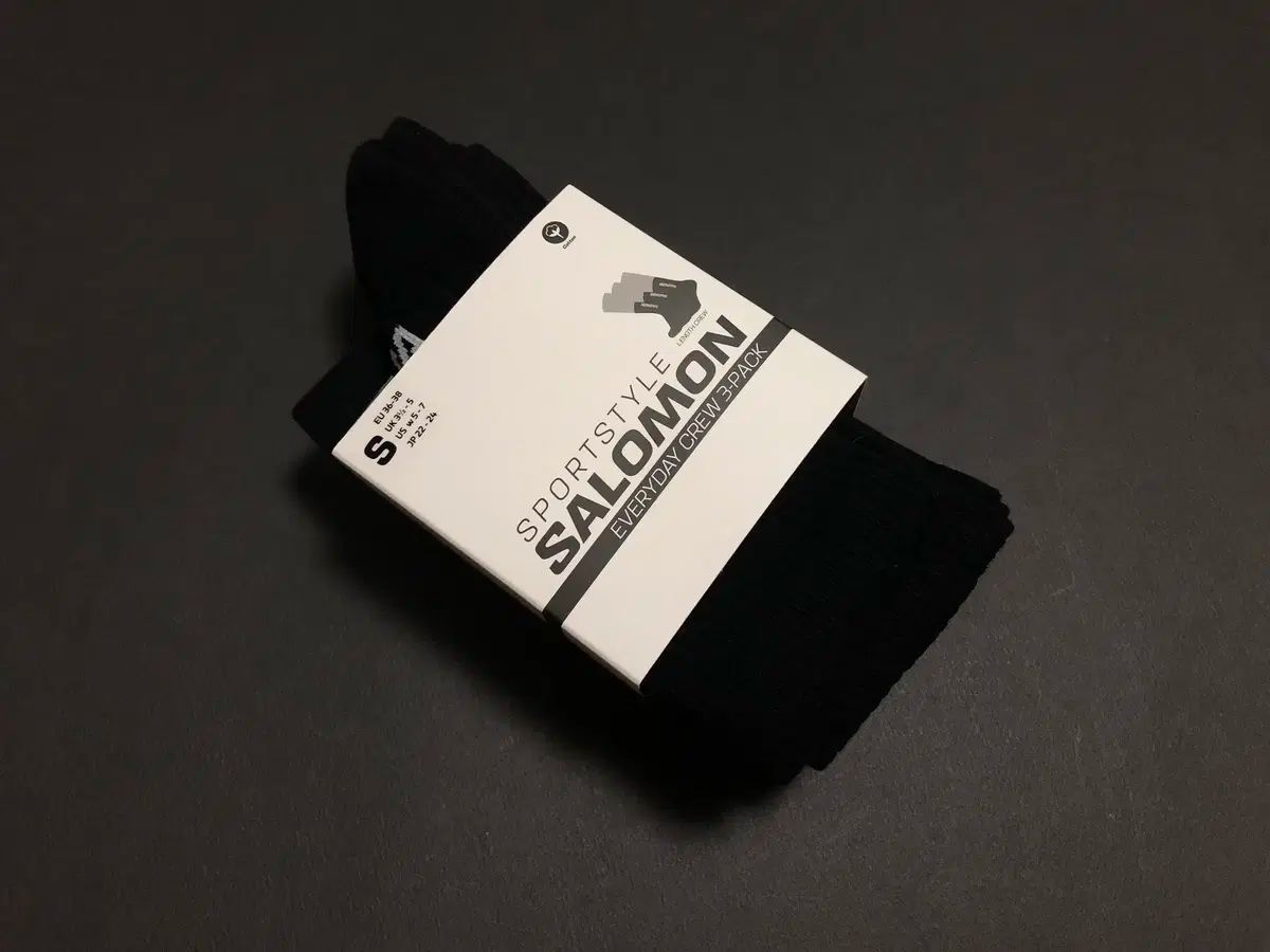 サロモン エブリデイ クルー ソックス ブラック