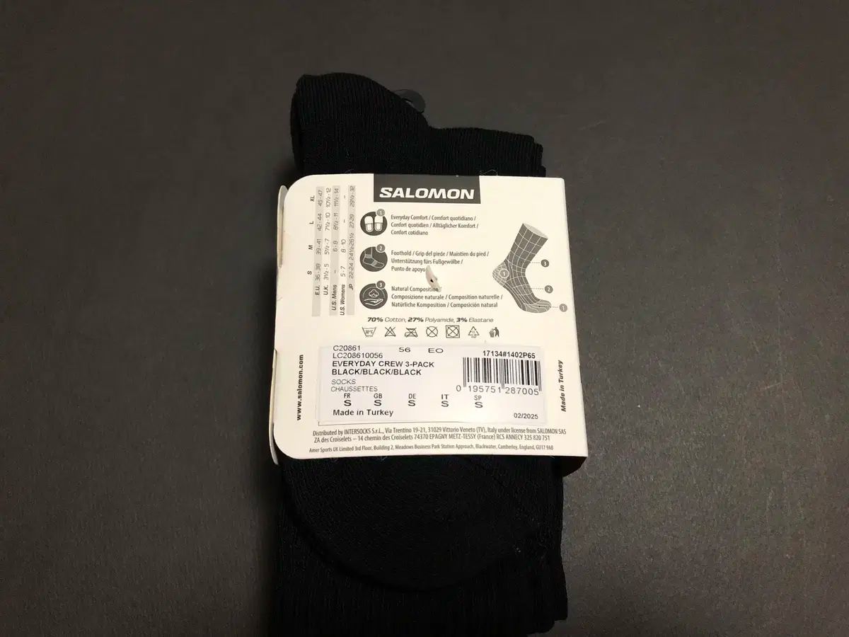  サロモン エブリデイ クルー ソックス ブラック ソックス レッグウェア