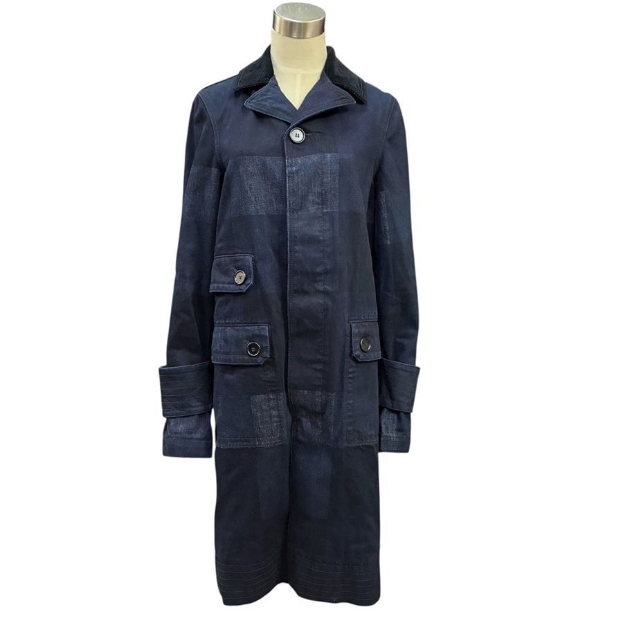 ◇中古美品◇MARNI【マルニ】ロングコート デニム インディゴ チェック 