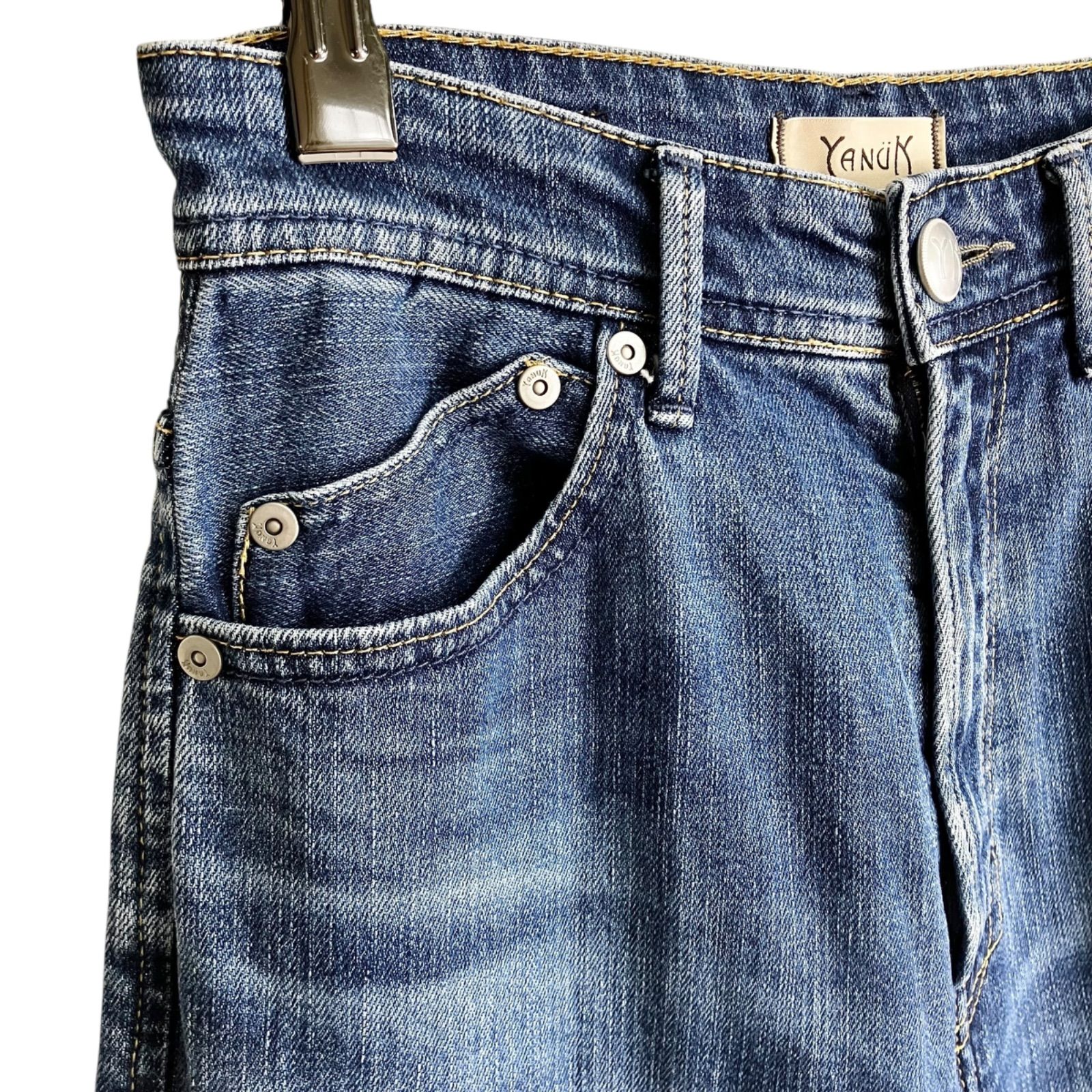 YANUK IENA別注 ボーイズストレート カットオフ LEA 24 MBLブルー 青