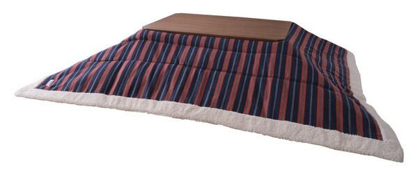 薄掛コタツ布団 長方形 こたつ布団 ボーダー ストライプ シンプル 洋室 和室 リビング 長方形 約190×230 掛ふとん おしゃれ 薄掛け フリース 保温性 長方形こたつ布団 ふとん ネイビーとレッドのボーダー柄