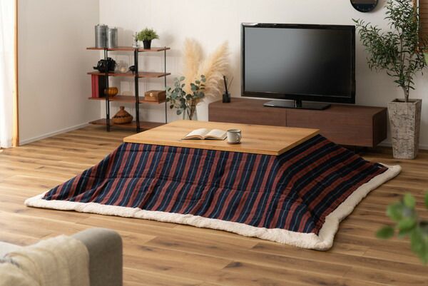 薄掛コタツ布団 長方形 こたつ布団 ボーダー ストライプ シンプル 洋室 和室 リビング 約 掛ふとん おしゃれ 薄掛け フリース 保温性 長方形こたつ布団 ふとん ネイビーとレッドのボーダー柄