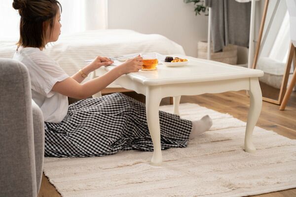 猫脚コタツ 長方形 こたつ 石英管ヒーター テーブル 猫脚 おしゃれ ガーリー 白 ホワイト スイッチ シンプル オールシーズン 木製 天然木 やぐら 一人暮らし リビング ソファ 座椅子 NEXPOTALLINN_EU