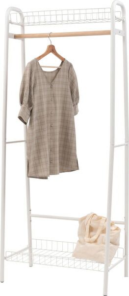 ハンガーラック コートハンガー ハンガー コート掛け 衣類収納 収納家具 洋服掛け ポールハンガー スチール 高さ170 棚付き 二段収納 シンプル カフェ風 ショップ アパレル ディスプレイ 新生活 ホワイト ブラック