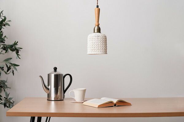 ライト】 照明 LED対応 2024 天然木 陶器 吊り下げ式 ペンダントライト