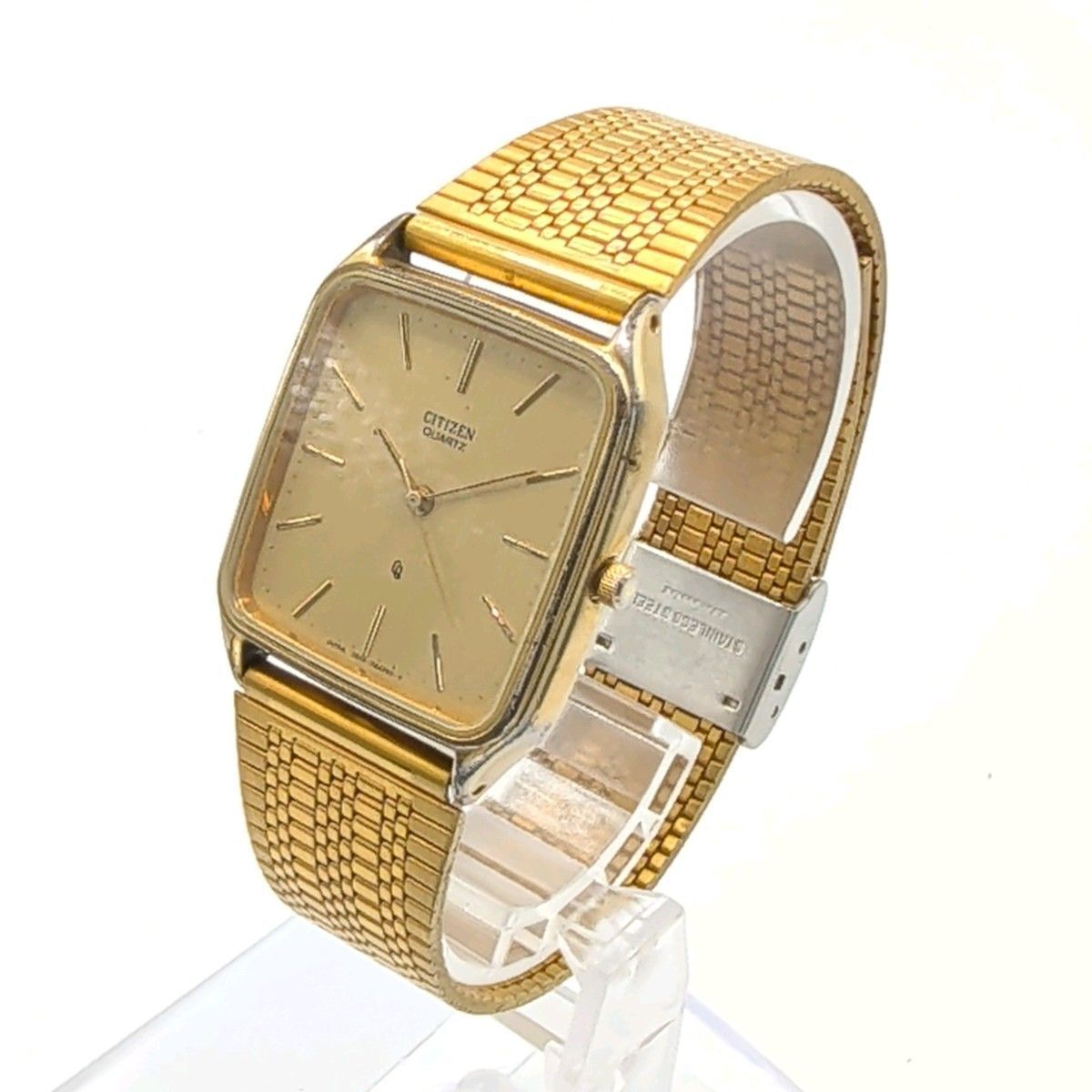 クロノグラフ 時計 CITIZEN 2830-262841 Watch Quartz Square Men's Gold Vintage Y2K