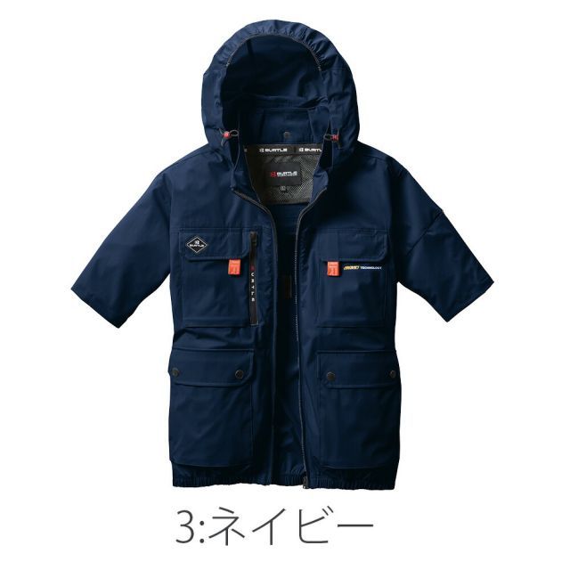 バートル空調服 ネイビーXL BURTLE 空調服 バートル 半袖 ネイビー 4L バッテリー