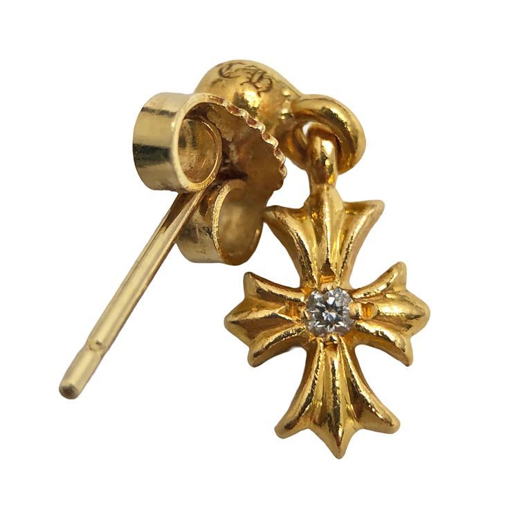 CHROMEHEARTS クロムハーツ22K chクロスピアスキャッチ無し クロム
