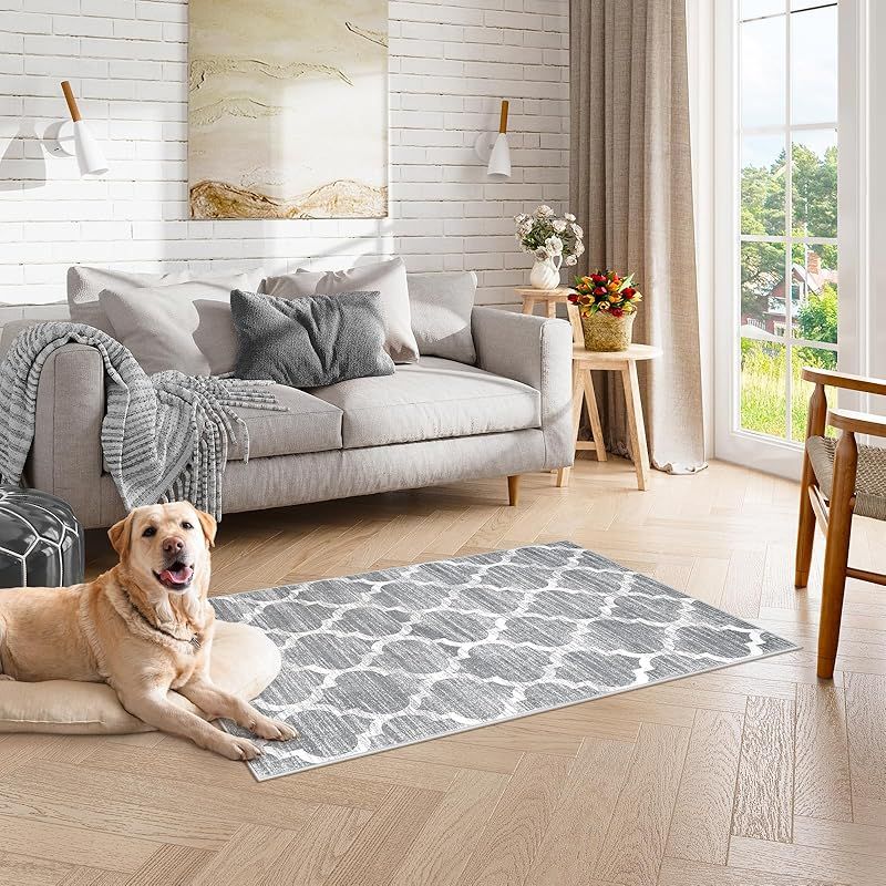 HAOCOO カーペット 洗える 90х150cm 北欧 約1畳 ラグ オールシーズン適用 幾何学柄 ふわふわ 滑り止め 低反発 防音 抗菌防臭 リビング ダイニング ラグマット 夏用 アンティーク アッシュブルー HAOCOO カーペット 洗える 90х150cm 北欧 約1畳 ラグ オールシ HAOCOO