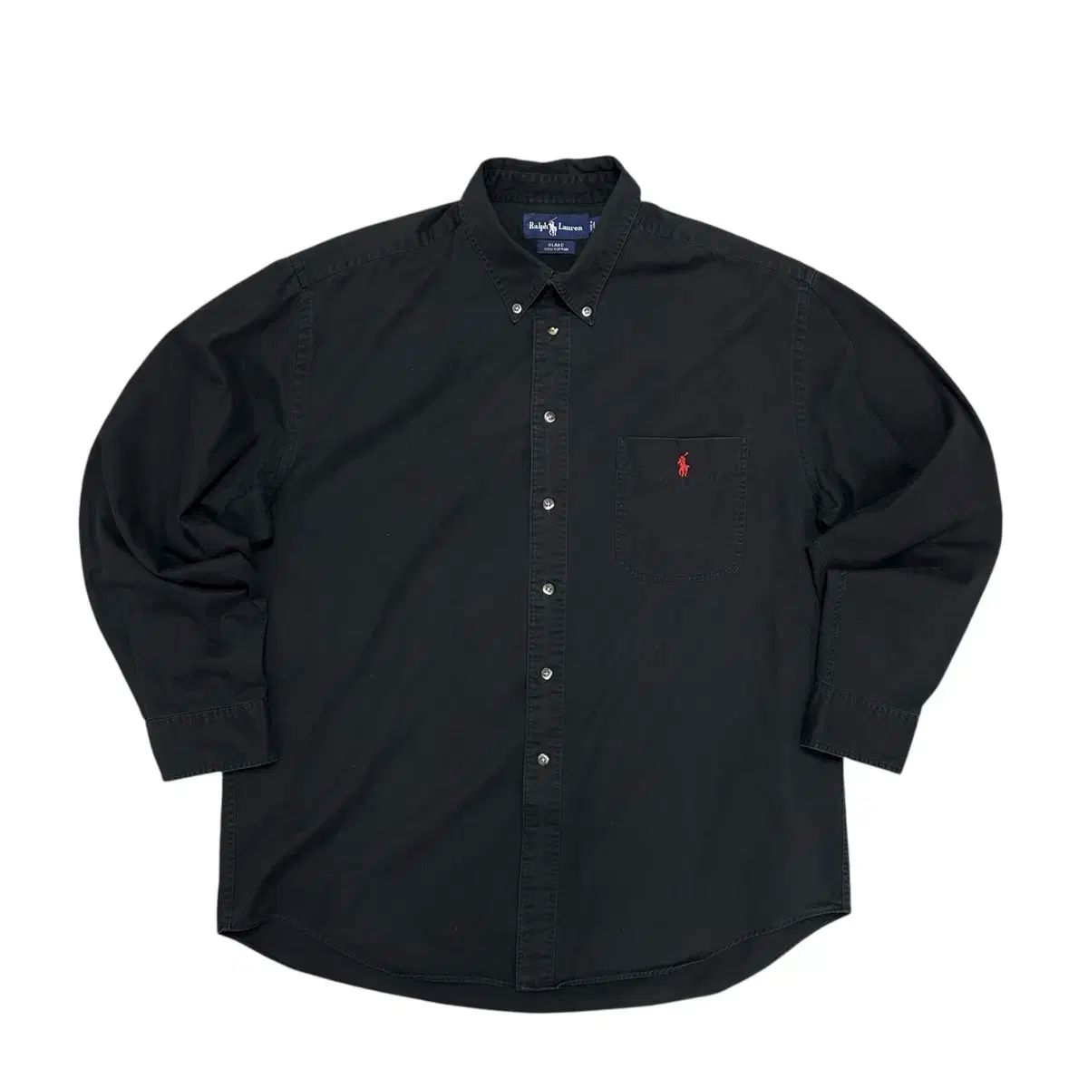 ポロ ブレイク コットン ブラックシャツ (L)