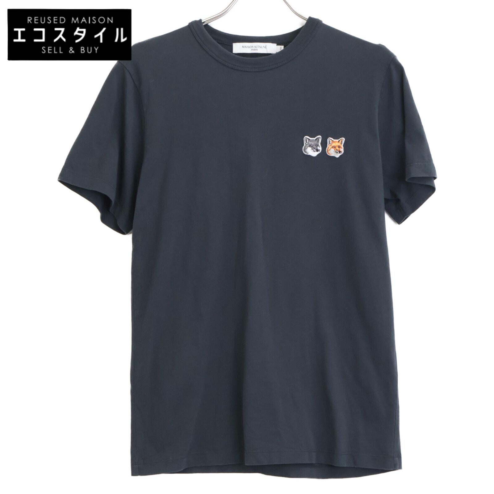 MAISON KITSUNE メゾンキツネ ブラック BU00103KJ0008 ダブルフォックスヘッド Tシャツ XXS