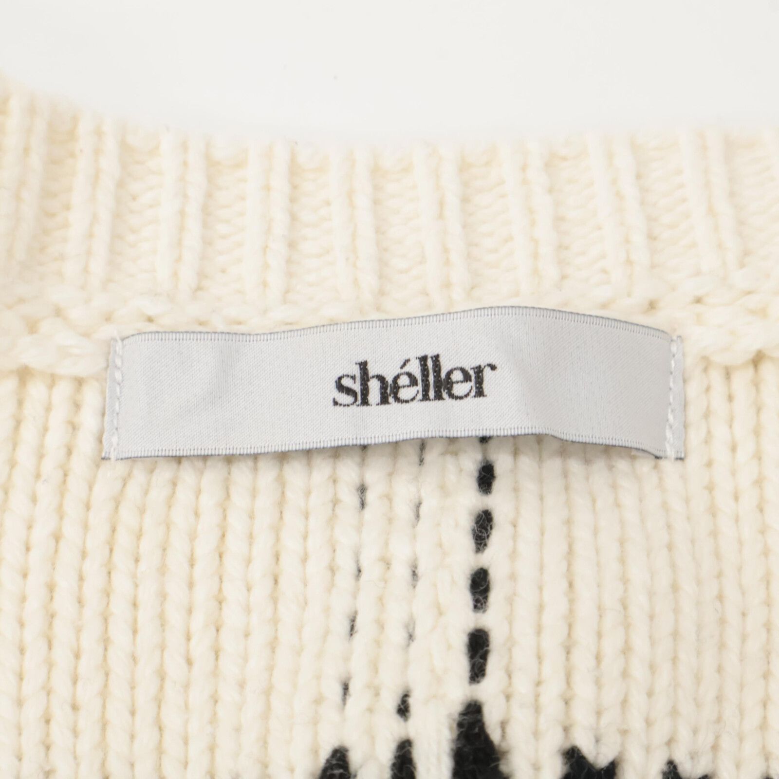 sheller シェリエ ﾎﾜｲﾄ handmade check ensembl ｱﾝｻﾝﾌﾞﾙｶｰﾃﾞｨｶﾞﾝ F