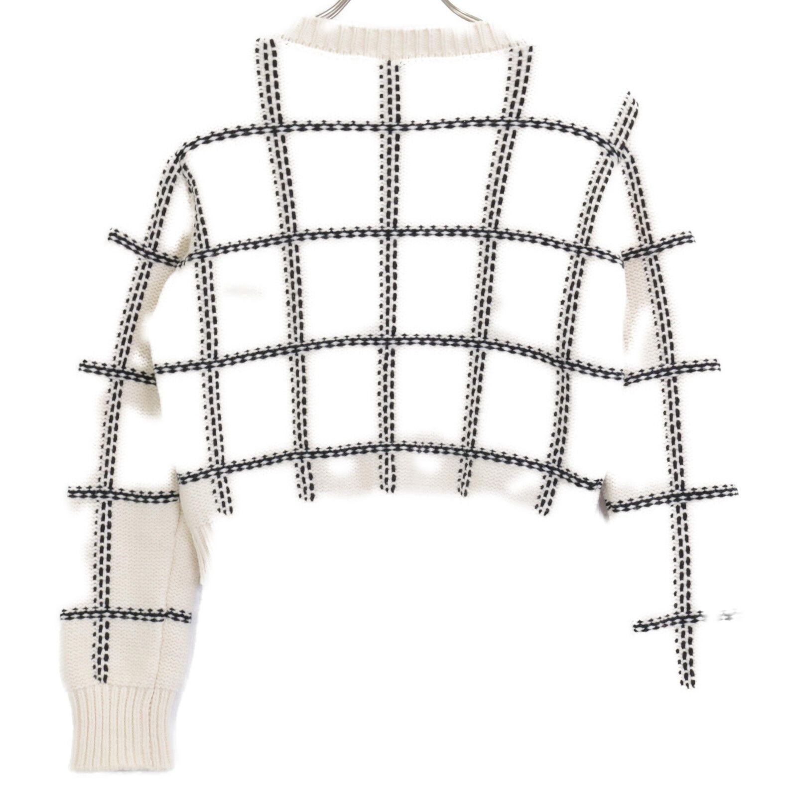 sheller シェリエ ﾎﾜｲﾄ handmade check ensembl ｱﾝｻﾝﾌﾞﾙｶｰﾃﾞｨｶﾞﾝ F