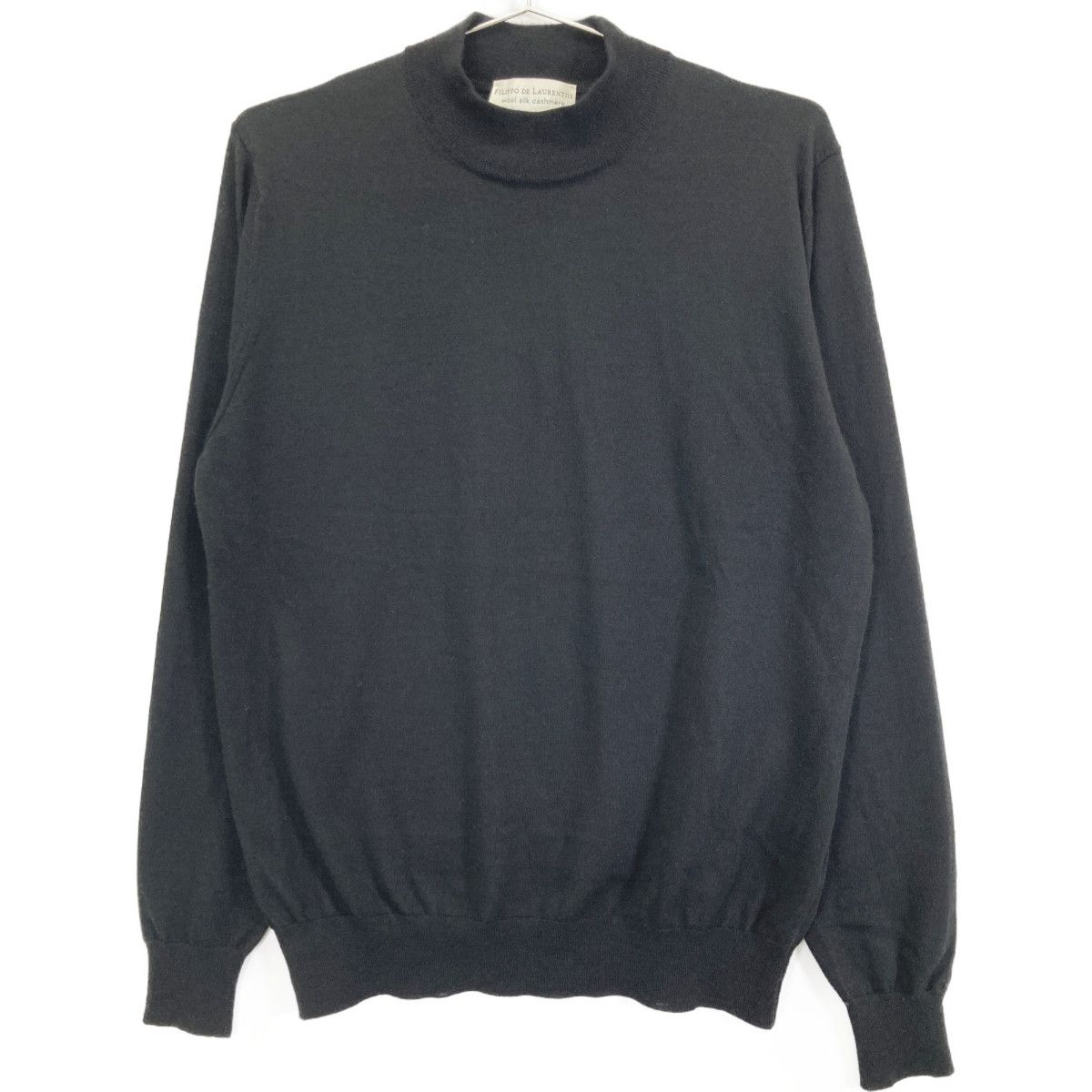 FILIPPO DE LAURENTIIS フィリッポ デ ローレンティス ﾌﾞﾗｯｸ ｳｰﾙ×ｶｼﾐﾔ×ｼﾙｸ ﾓｯｸﾈｯｸ ﾛﾝｸﾞｽﾘｰﾌﾞﾆｯﾄｿｰ 48