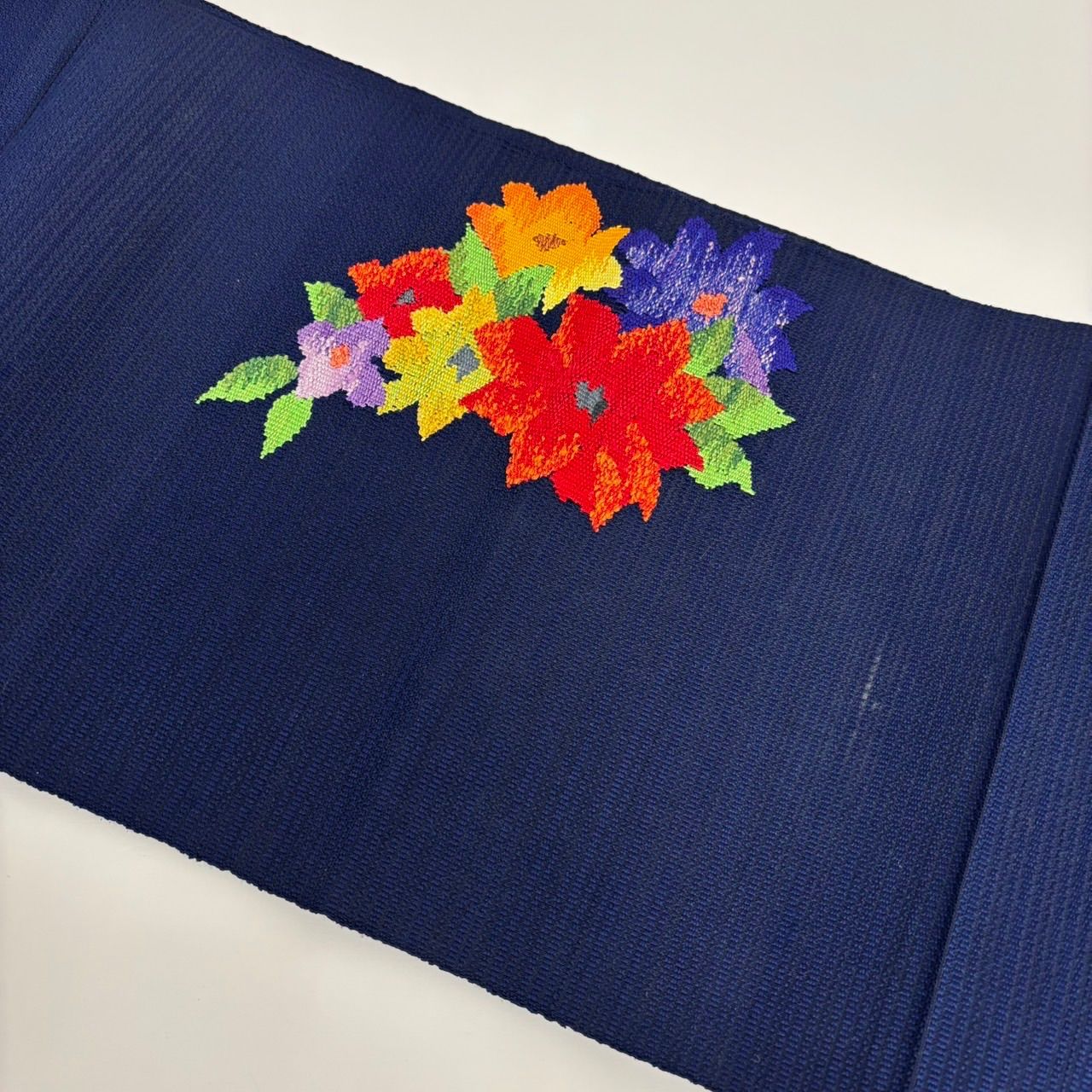 おまとめ専用　紬八寸名古屋帯（大きな花文）長377 正絹美品 おまとめ専用 紬八寸名古屋帯（大きな花文）長377 正絹美品