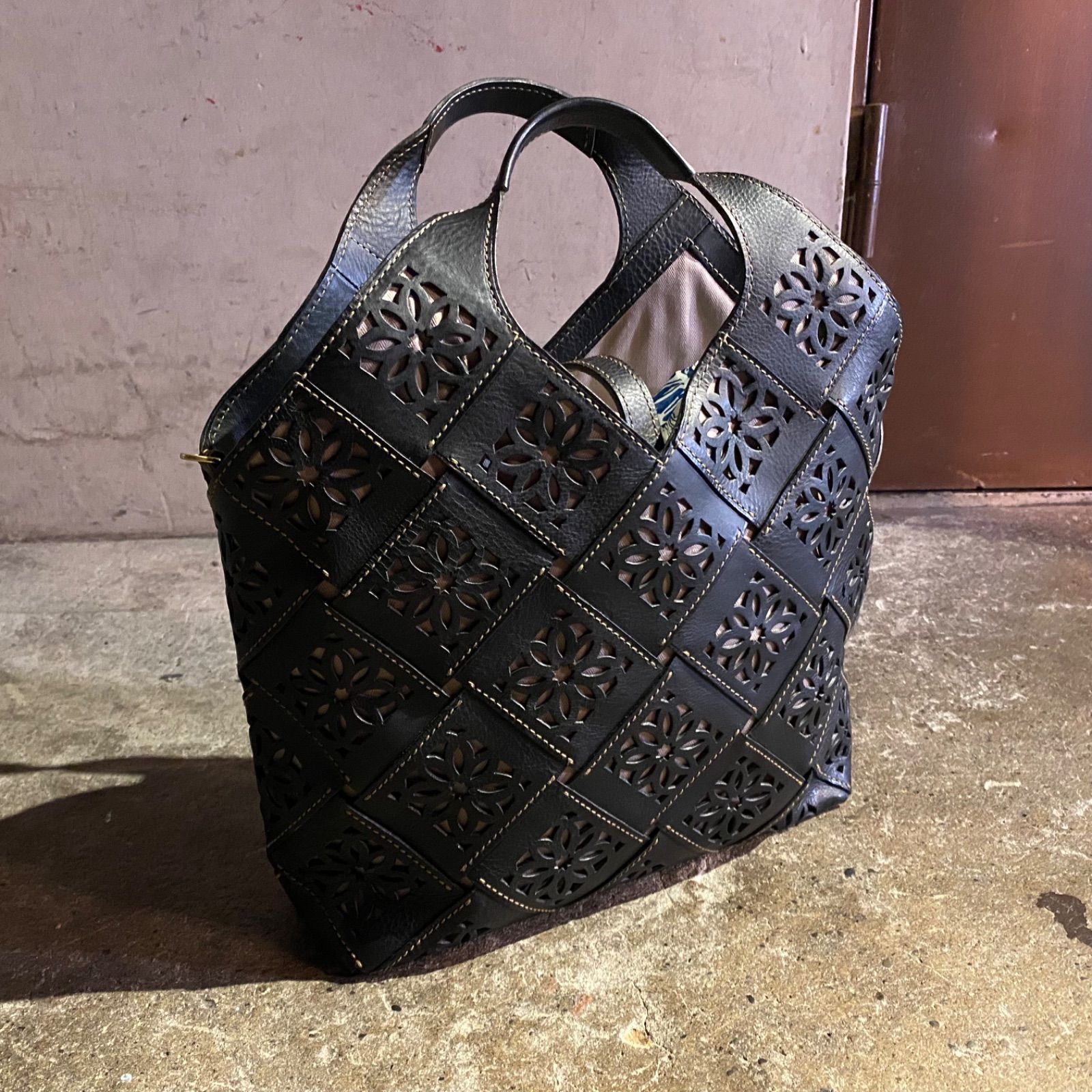 genten 2WAY レザートート サステナブルカットワーク ゲンテン 