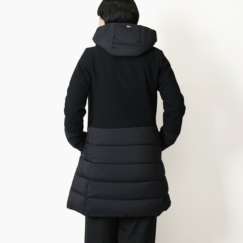 新品未使用】HERNO サイズ42 レディース ウール切り替え ロングダウン
