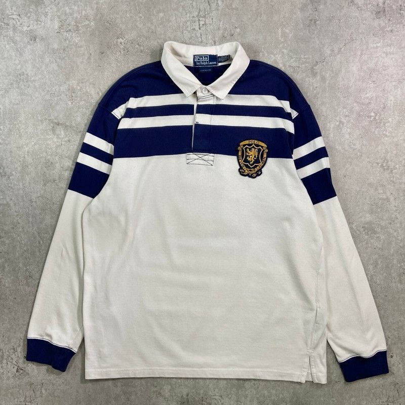 90年代 Polo by Ralph Lauren ポロバイラルフローレン Pロゴ 長袖 ラガーシャツ メンズXL