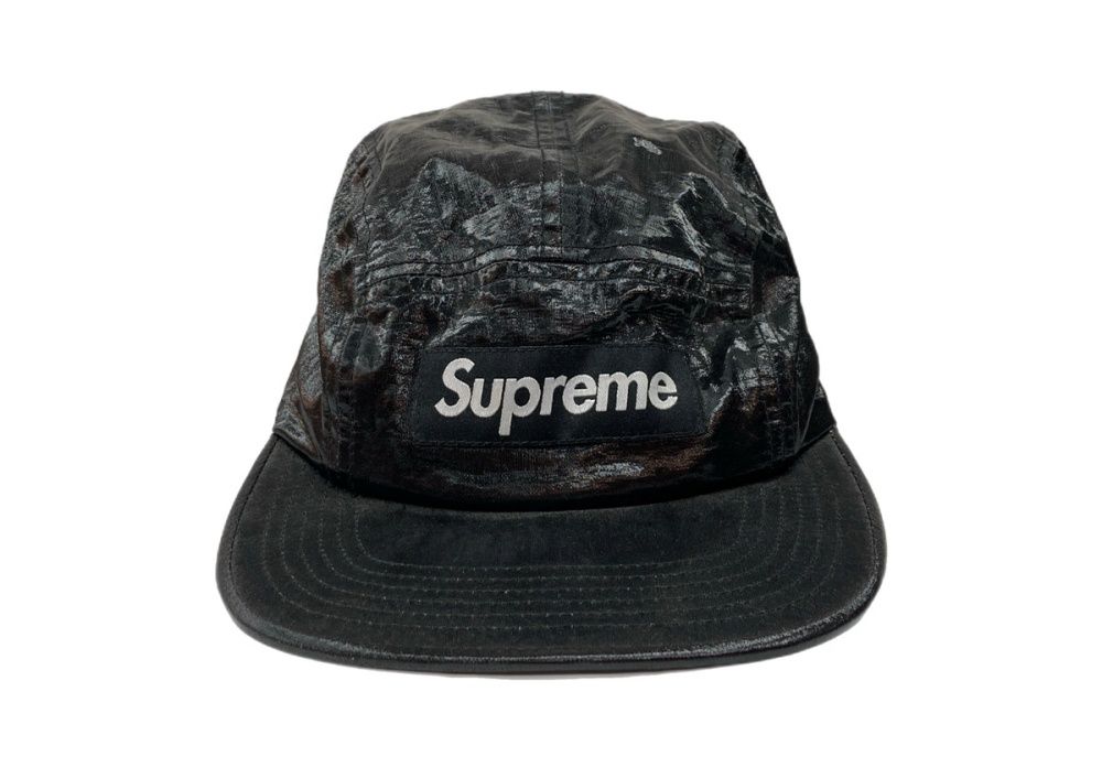 シュプリーム SUPREME 18 SS Coated Linen Camp Cap ジェット キャップ Boxlogo 帽子 ハット 黒 メンズ帽子 ロゴ ブラック Fサイズ 104 H 62