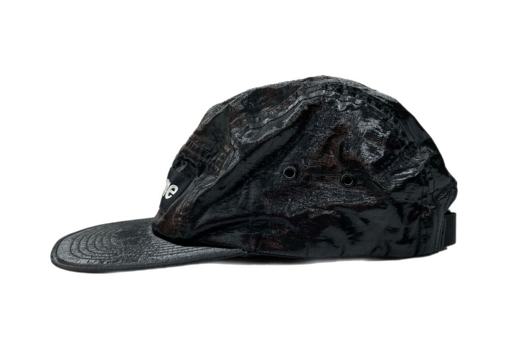 シュプリーム SUPREME 18 SS Coated Linen Camp Cap ジェット キャップ Boxlogo 帽子 ハット 黒 メンズ帽子 ロゴ ブラック Fサイズ 104 H-62