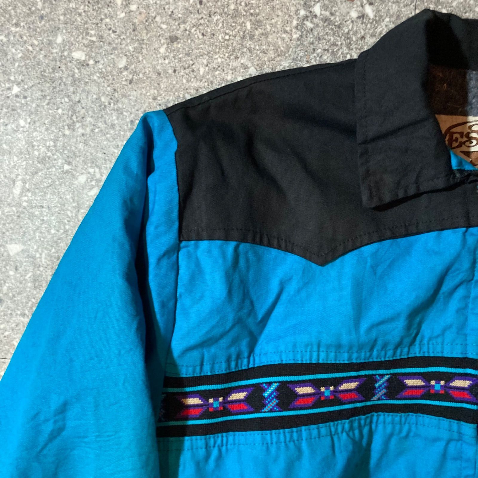 90s WESTERN FRONTIER native work jacket turquoise made in USA M 
