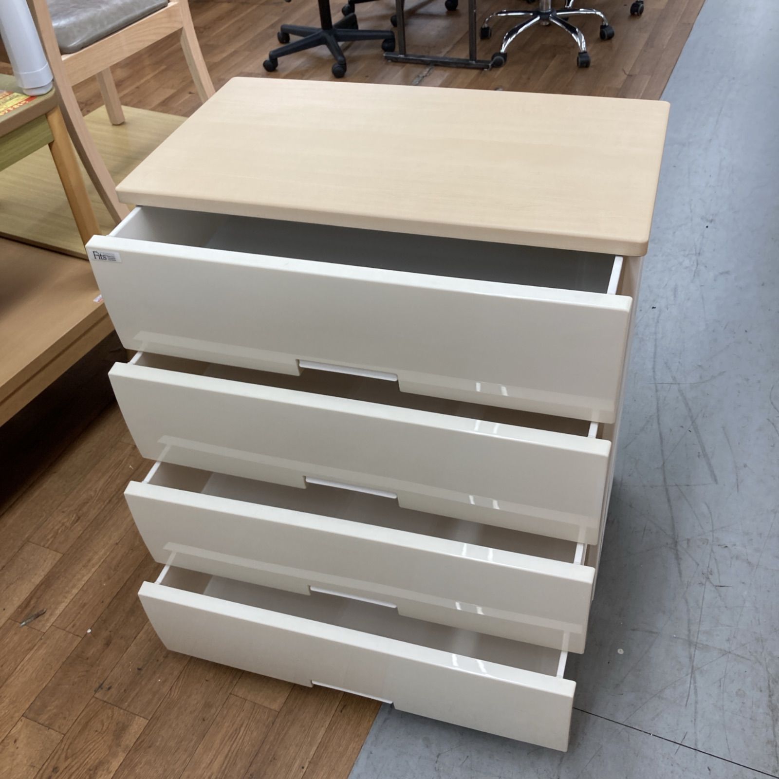 S187 天馬 Fits 4段収納ケース プラケース 木製天板 幅75.5cm