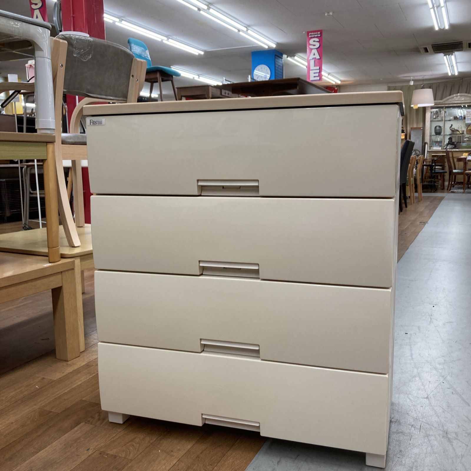 S187 天馬 Fits 4段収納ケース プラケース 木製天板 幅75.5cm