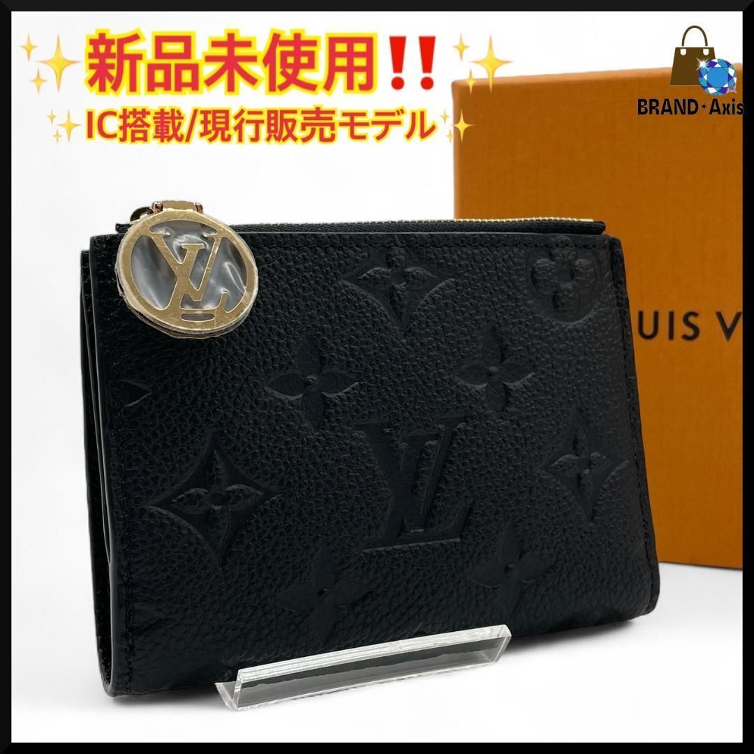 ルイヴィトン Louis Vuitton ポルトフォイユ リサ コンパクトウォレット 二つ折り財布 モノグラム アンプラント LVサークル ブラック