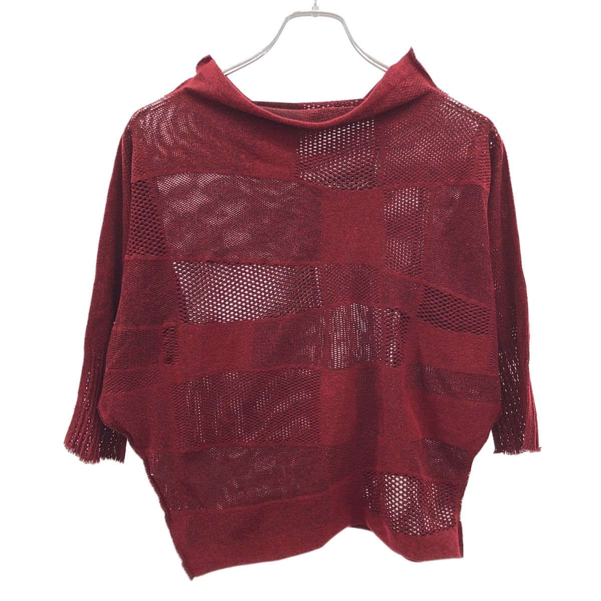 FETE イッセイミヤケ フェット メッシュ切替ハイネックトップス レッド 2
