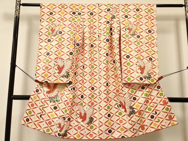 507ag50□七五三 七歳 女児 着物&袋帯 金彩 鴛鴦 鬱金色□美品 507ag50□七五三 七歳 女児 着物&袋帯 金彩 鴛鴦 鬱金色□美品