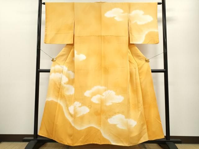 平和屋着物▽訪問着 雲取り 草花地紋 金彩 正絹 逸品 CAAY6253ze