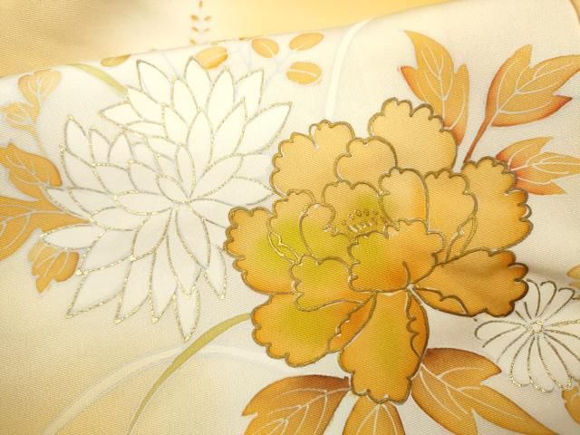 平和屋着物▽訪問着 雲取り 草花地紋 金彩 正絹 逸品 CAAY6253ze