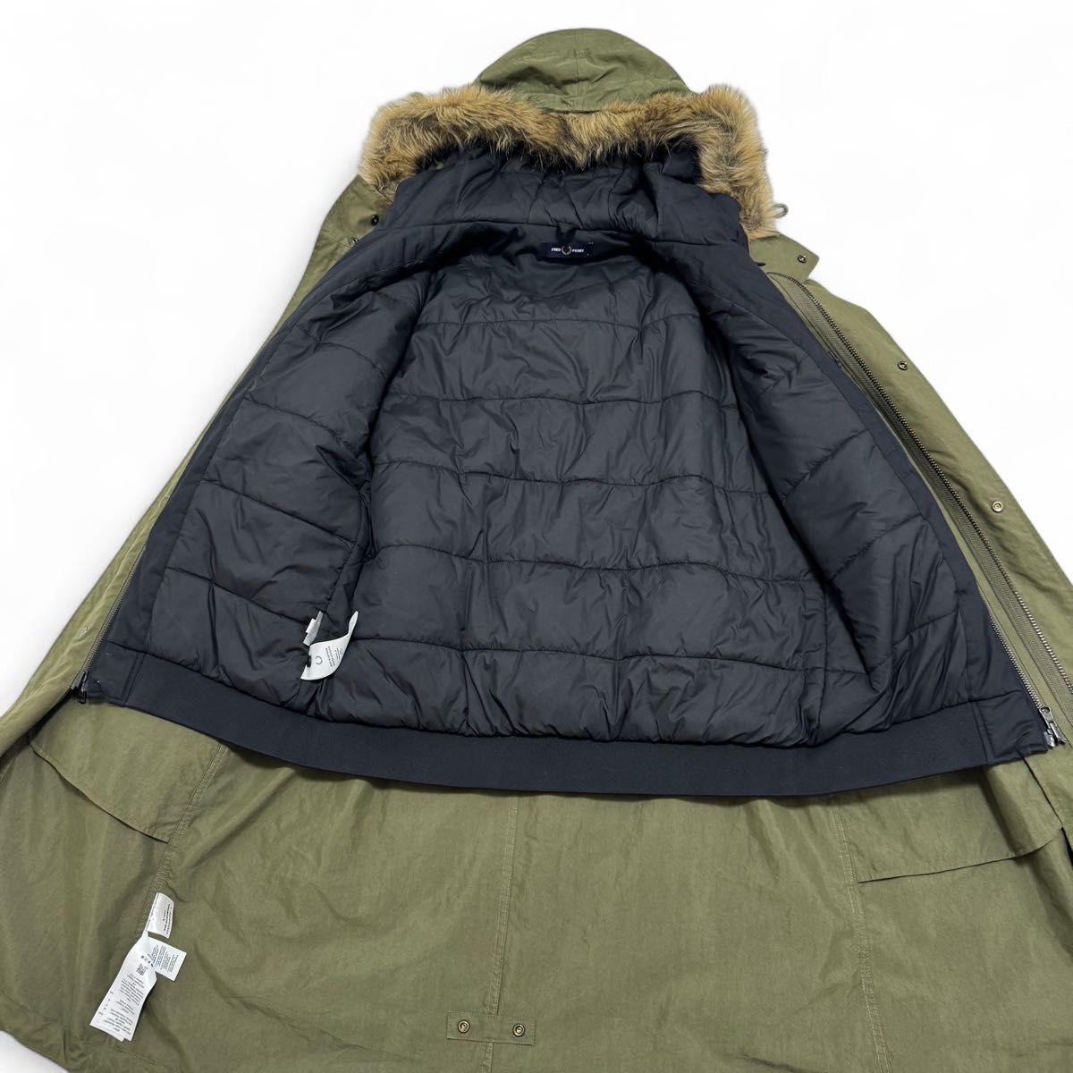 フレッドペリー 黒 中綿ロングコート フレッドペリー FRED PERRY