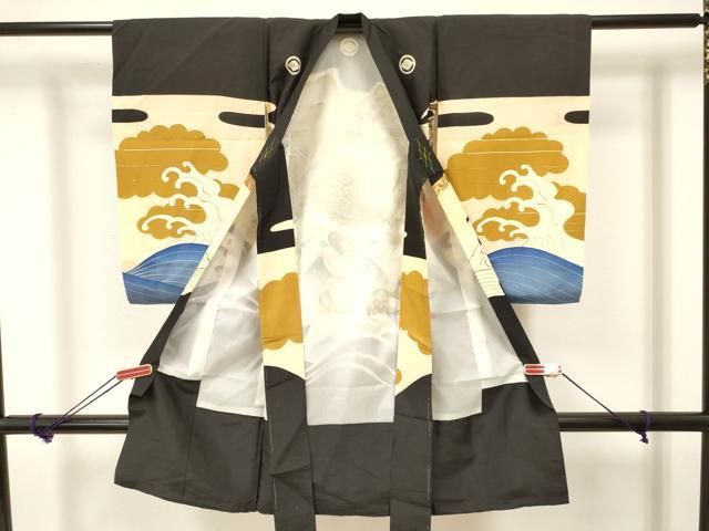 平和屋着物[]お宮参り 男の子 祝着 産着 初着 のしめ 刺繍 鷹 鷲 立波