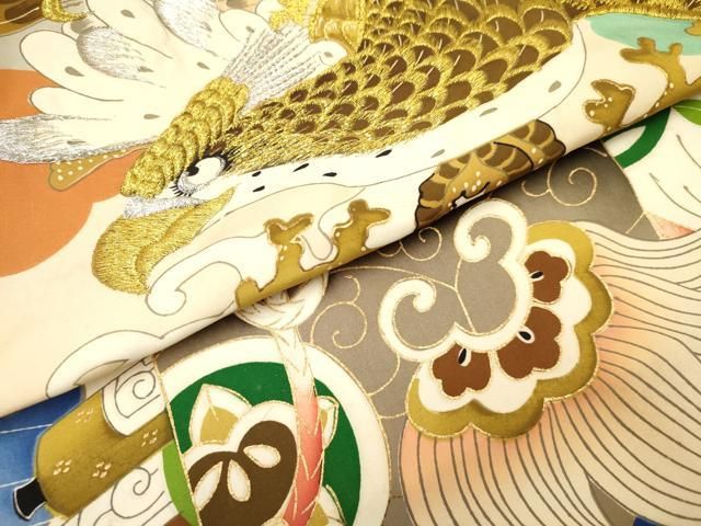 平和屋着物[]お宮参り 男の子 祝着 産着 初着 のしめ 刺繍 鷹 鷲 立波