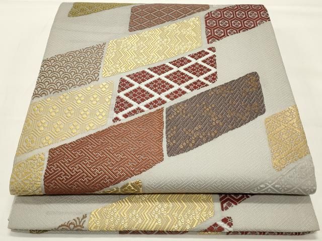 平和屋着物◎六通柄袋帯 亀甲飛鶴文 金銀糸 正絹 逸品 AABB3979dt 平和