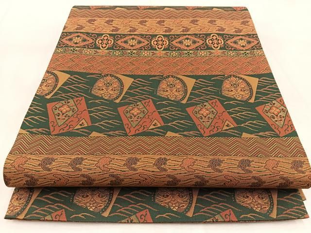 平和屋着物◎両面 全通柄袋帯 名物裂 正絹 逸品 未使用 BAAV4183yc