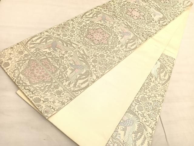 平和屋着物◎六通柄袋帯 唐織 オリエント更紗 向かい鳳凰飾花文 純