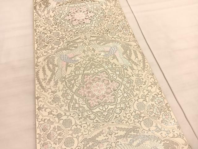平和屋着物◎六通柄袋帯 唐織 オリエント更紗 向かい鳳凰飾花文 純