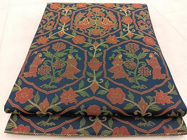 平和屋着物◎六通柄 本袋帯 名物裂類錦文 正絹 逸品