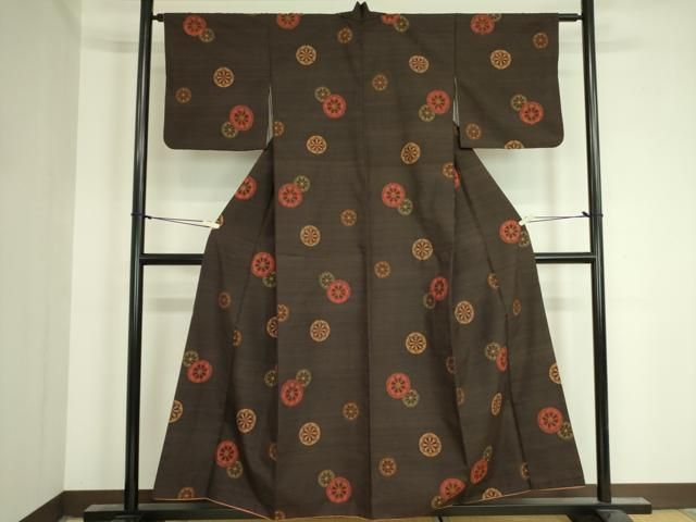 平和屋着物□上質な紬 源氏車文 正絹 逸品 DAAY2265op 平和屋着物