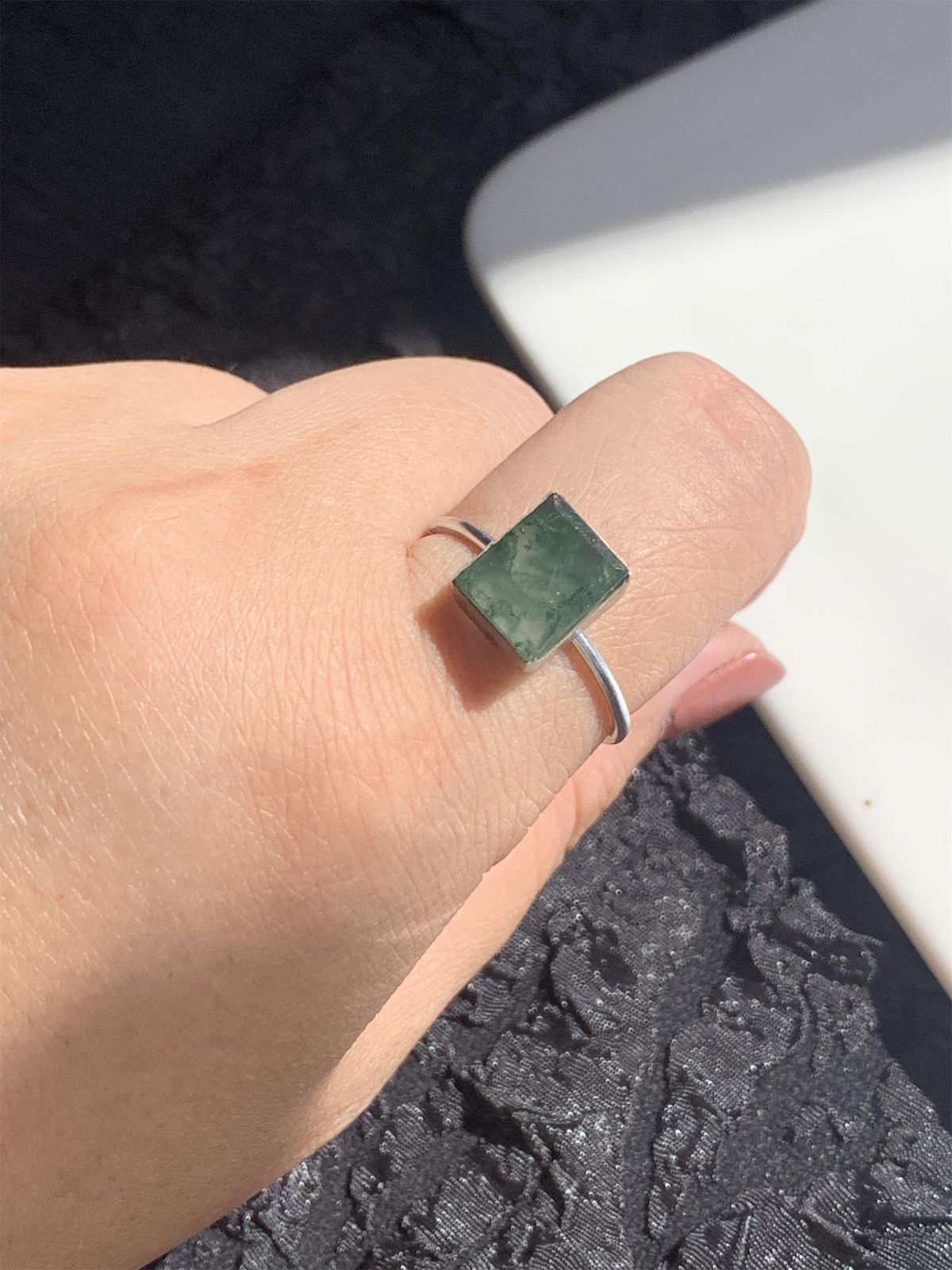 天然石 モスアゲート リング SV925シルバー 1点もの 195 - メルカリ