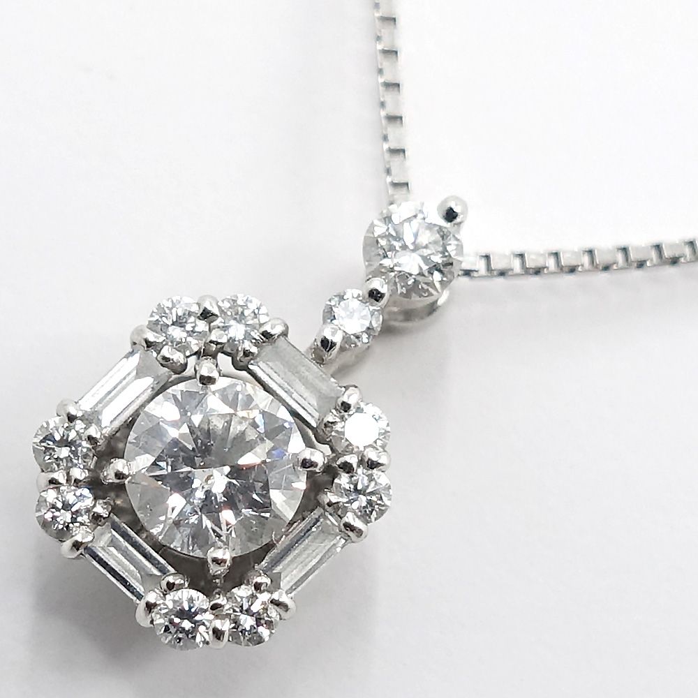 栄 ジュエリー ネックレス 約45cm ダイヤ0.302ct 0.23ct プラチナ Pt850 Pt950 女性 約3.7g 本体のみ