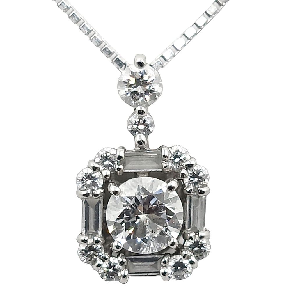 栄 ジュエリー ネックレス 約45cm ダイヤ0.302ct 0.23ct プラチナ Pt850 Pt950 女性 約3.7g 本体のみ