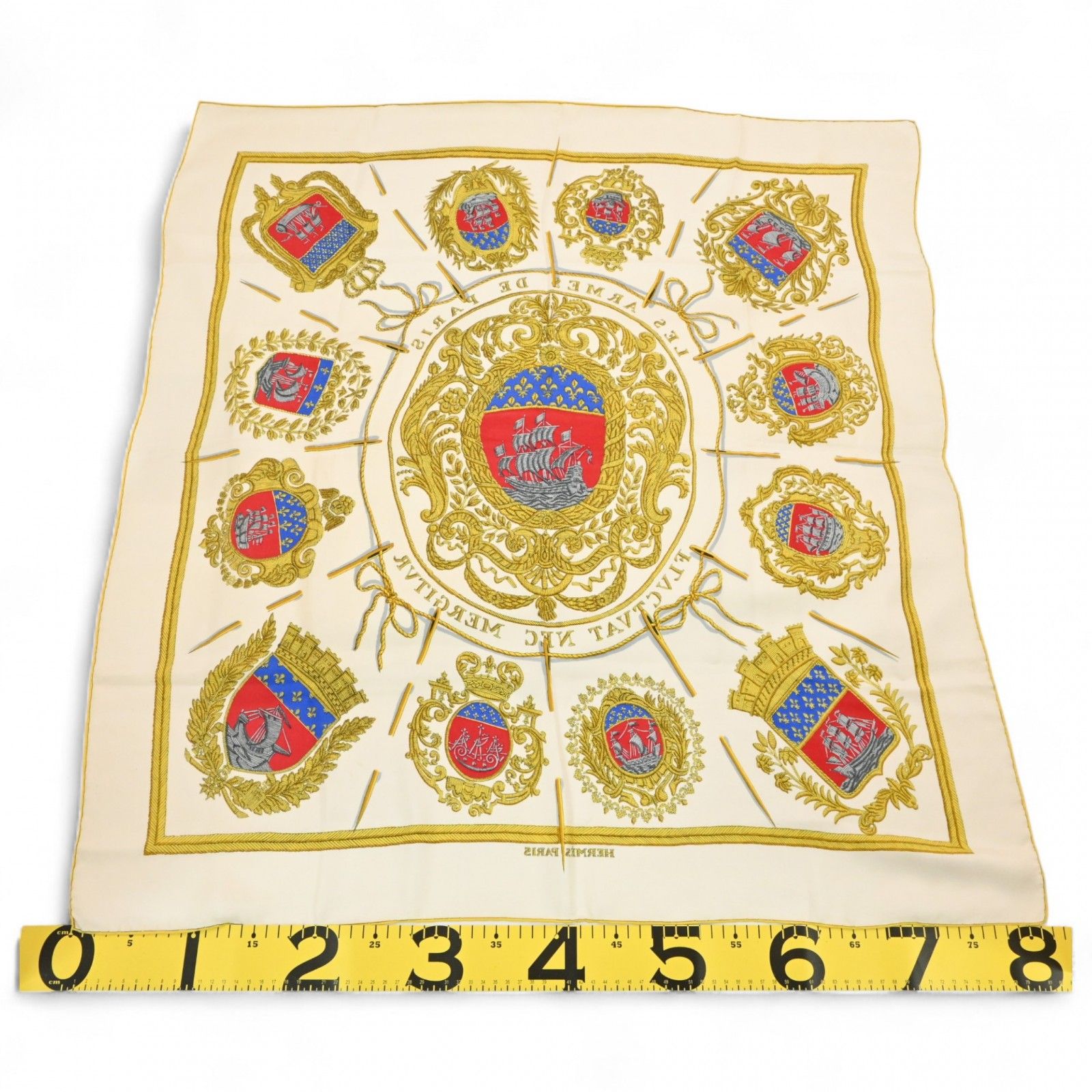 エルメス カレ90 スカーフ パリの紋章 賭けたゆたえども沈まずの武器 B